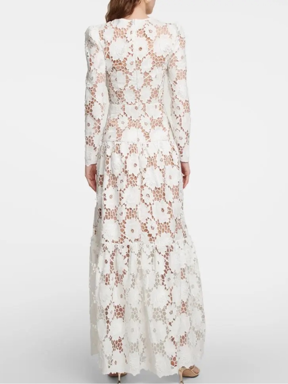 Self Portrait White 3D Maxi Floral Lace Dress Size 2 - Picture 7 of 13